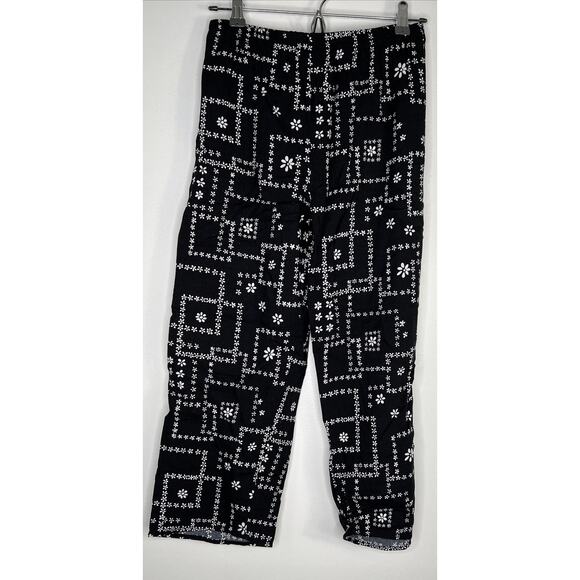 Amy Byer California 10 Made In Mexico Y2K Capri Black White Floral Pants 2000s - Picture 1 of 5